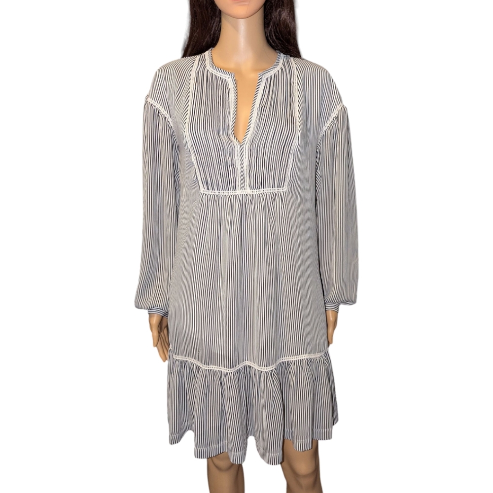 Banana Republic Bengal Lightweight Striped Dress, Size Small, black and white